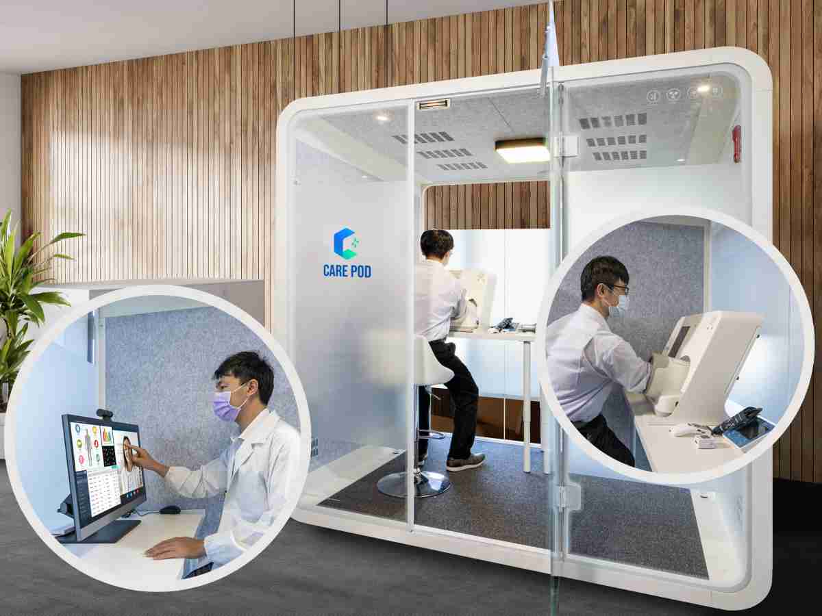 达擎于医疗科技展中展出＂远距诊疗舱＂，，以因应医疗数字化及社会高龄化趋势下、、、、复诊及慢性病患等族群对于远距看诊需求逐渐升高所推出的创新整合方案。。。多功能合一、、、、高隐私性的远距诊疗舱可根据病患端与医师端的不同需求，，，，提供弹性化及客制化功能，，，节省医生和病患的精力及时间